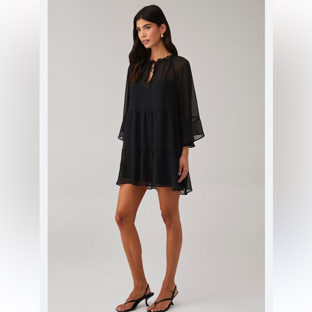 SHOW ME YOUR MUMU Viola Mini Dress Black Chiffon Size Medium